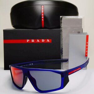 Prada Blue Mirror 67mm Mens Sunglasses Box